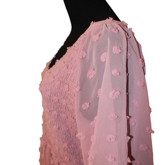 BTFBM Smocked Dress Short Flutter Sleeve VNeck Swiss Dot Babydoll Ruffle XXL NEW - Picture 8 of 14